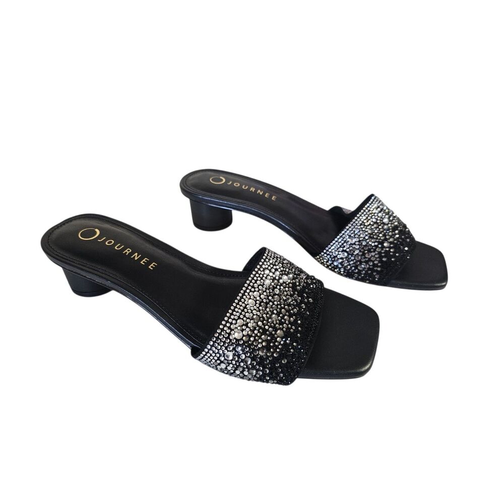 New Journee Collection Womens Flora Heeled Sandals 8.5 Black